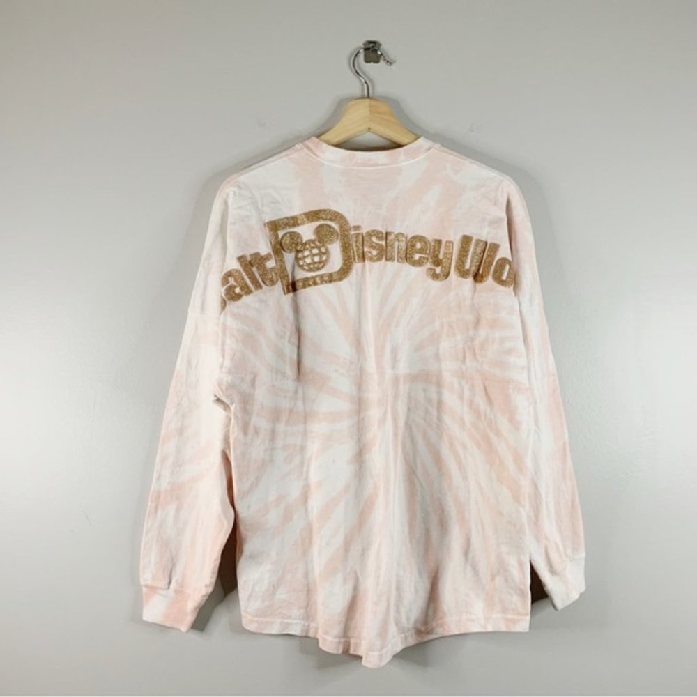 Disney Womens Tie Dye Briar Rose Gold Spirit Jersey Long Sleeve Top Size XS Pink